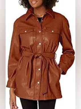 Levi’s Straus Faux Leather New Without Tags Camel  Brown Jacket XS Oversized